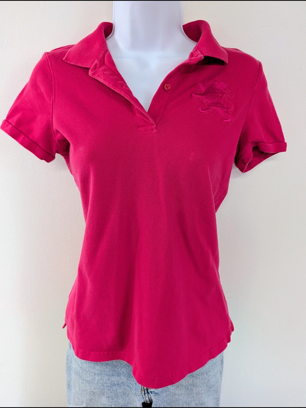 Express Raspberry Pink Short Sleeve Polo Shirt